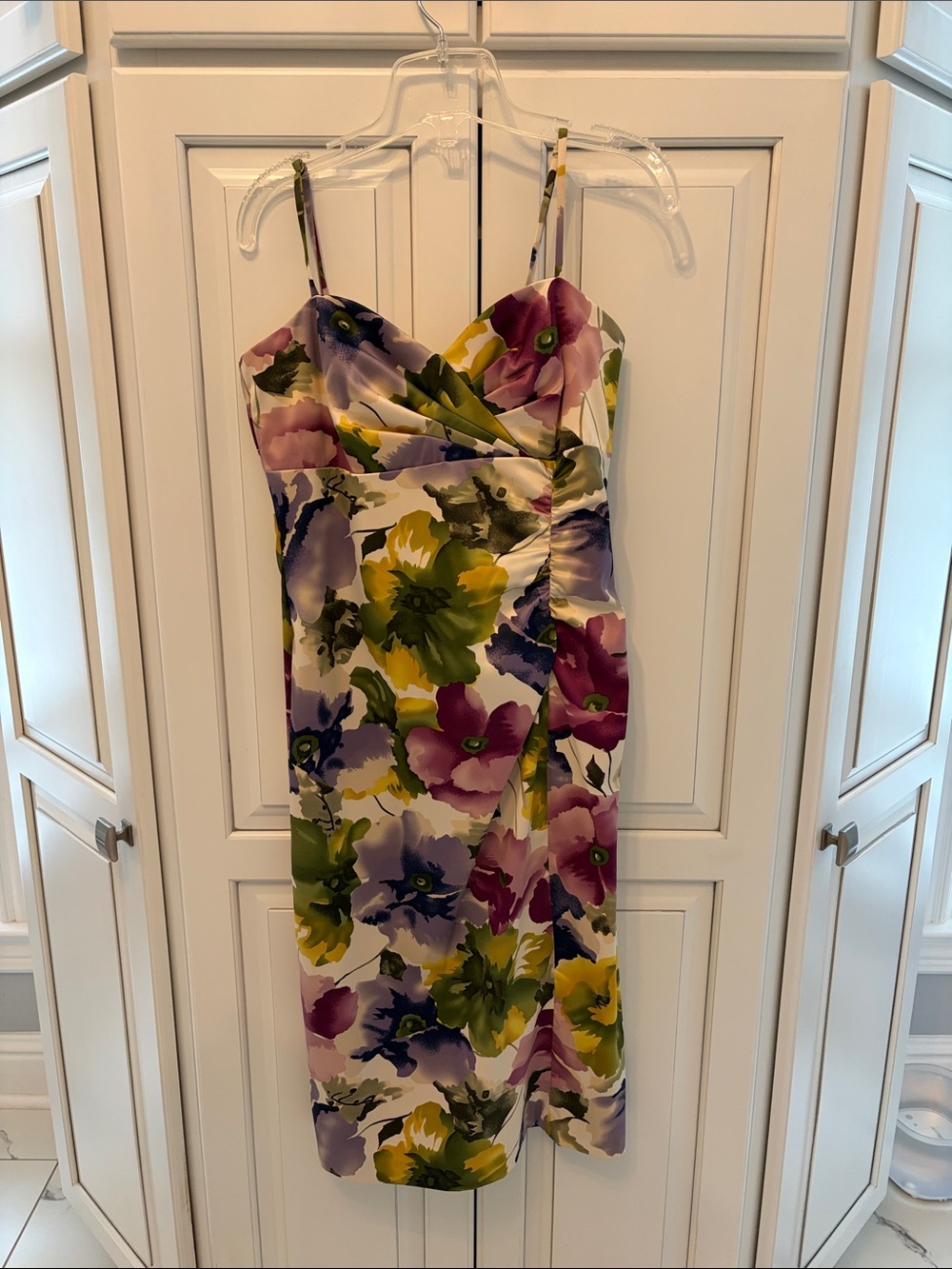 Donna Ricco Multi-Color Floral Midi Dress with Spaghetti Straps